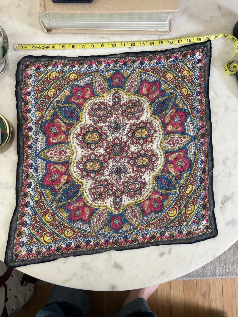 Echo Multicolor Paisley Silk Scarf - Pink, Yellow, Blue, Black